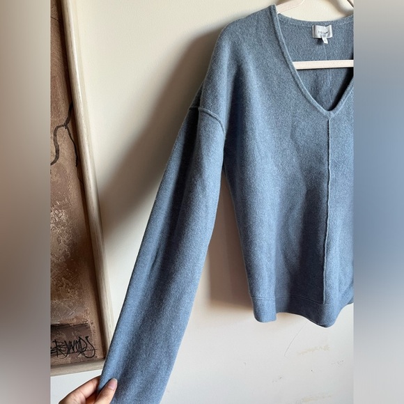 Jigsaw Wool-Cashmere V-neck Blue Sweater Size Small - Picture 4 of 11